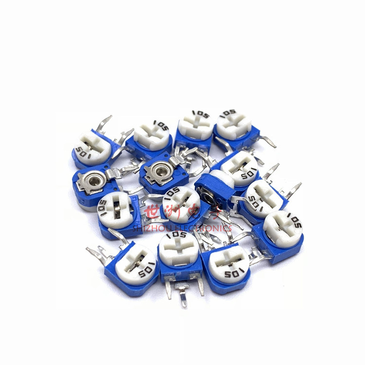 蓝白立式可调电阻WH06-1/RM063 阻值1M/105 兰白立式可调电位器