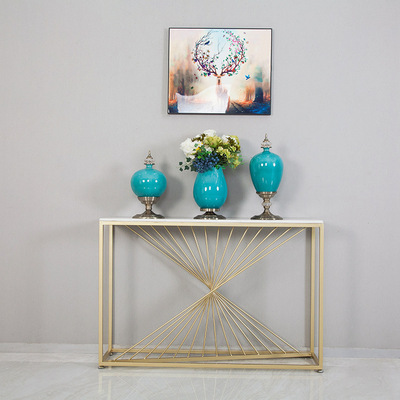 XG新中式玄关桌金色大理石长桌客厅靠墙玄关台过道走廊装饰端景台|ms