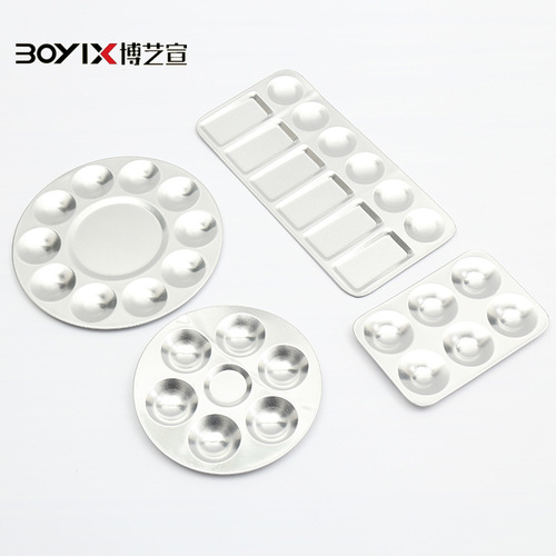 Manufacturer Direct Supply Aluminum Round Rectangular Palette Butterfly Dish Ultra Light Clay Pottery Tool Palette 