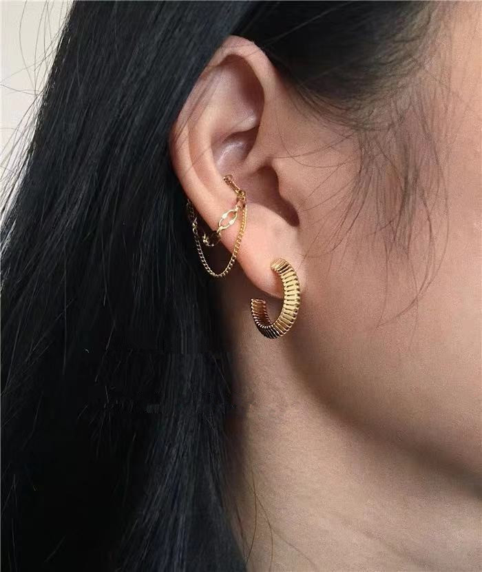 Chain Double Tassel Single Male And Female Wild Earrings display picture 2