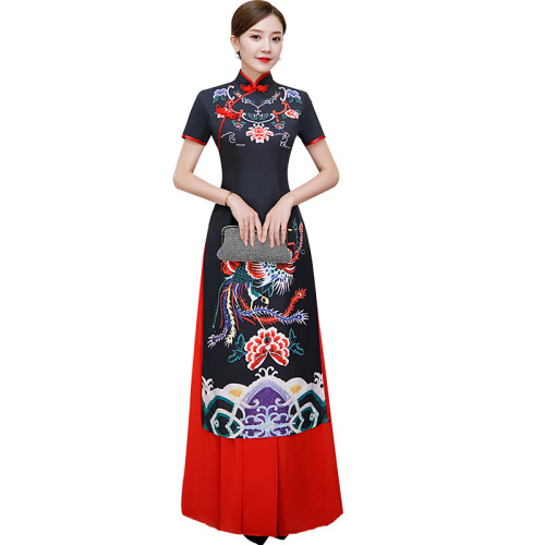 Chinese Dress Qipao for women Cheongsam show cheongsam long performance dress lady aodai Qipao skirt