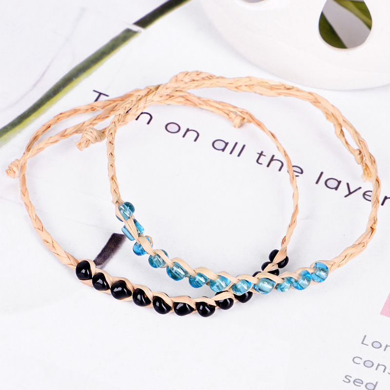 Ethnic Style Solid Color Straw Crystal Womenu0027S Bracelets 1 Piece