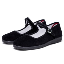 布鞋女鞋单鞋软底低跟平底黑广场跳舞鞋礼仪鞋妈妈鞋浅口搭扣轻便