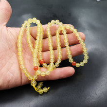 平价玉器 冰种6毫米108颗金丝玉圆珠手链 可缠绕多层浅黄色玉手链