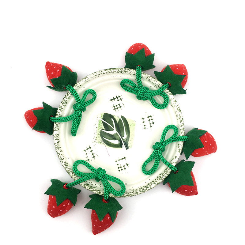 新款蝴蝶结对对草莓毛球 儿童创意DIY材料 毛球饰品围巾鞋帽批发