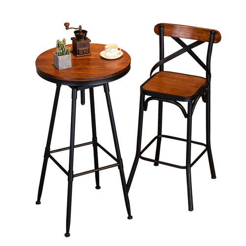 American-style ironwork industrial-style bar coffee shop round bar counter simple commercial double retro high-legged round bar table