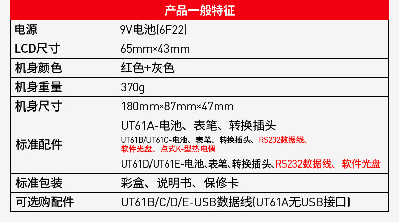 优利德授权UT61A UT61E自动量程温度测量电工万能表数字万用表
