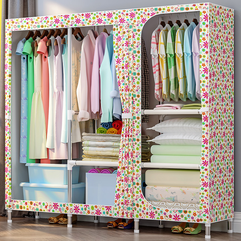 厂家直销超大号防尘简易牛津布布衣柜多功能收枘衣橱|ru