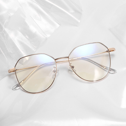 Moshu 9038 Anti-Blue Light Glasses, Large Frame Metal Plain Glasses—Unisex Eyeglass Frames Compatible with Myopia Lenses
