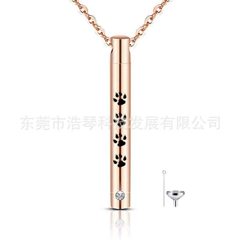 Европейский и американский персонализированный флакон духов U-образный цилиндрический принт кошачьей лапы Пепел кулон ожерелье сувенир для домашних животных кремационные украшения