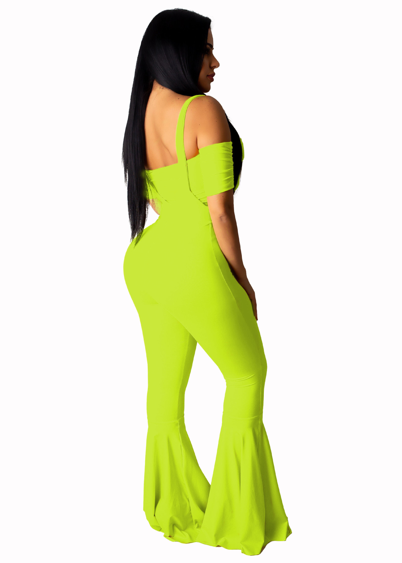 sexy multicolor tube top horn jumpsuit two-piece set NSSJW63026