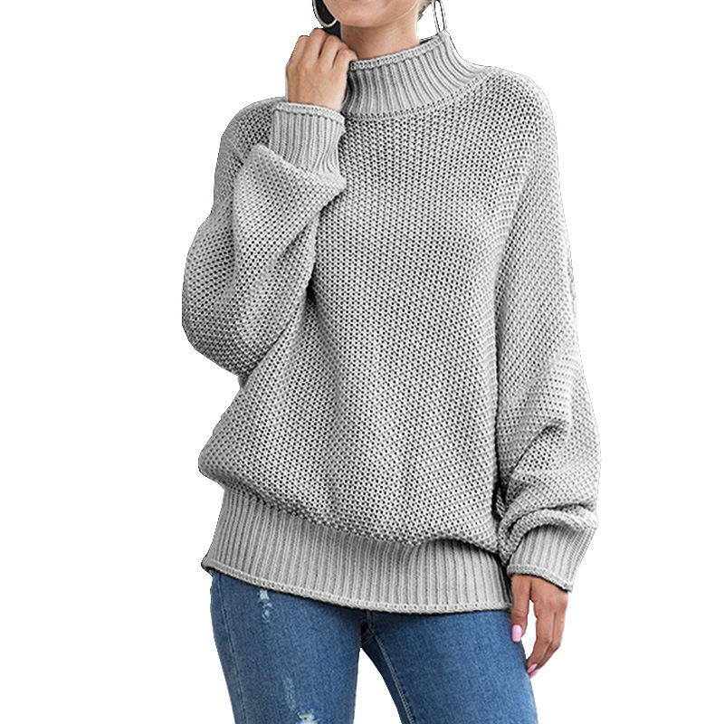 Suéter de punto grueso de exportación europeo y americano para mujer, éxito de ventas en Amazon para otoño e invierno 2025, con bordes enrollados y mangas de murciélago, YW1008