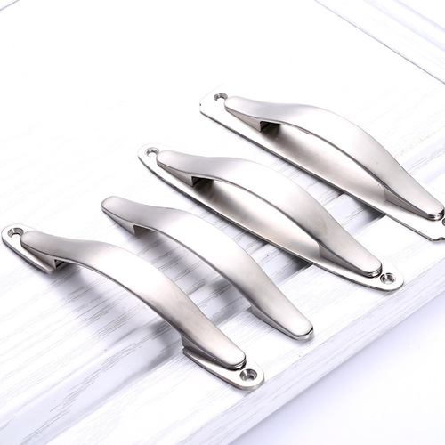 High-end surface-mounted hidden installation thick plate bar-shaped stainless steel handle pull handle for kitchen cabinets, liquor cabinets, wardrobe door curved door handle