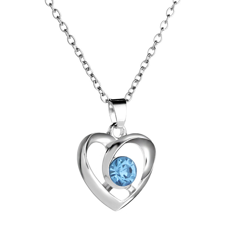 Coeur Creux Pêche Coeur Collier Cadeau De Saint Valentin Mode En Forme De Coeur Diamant Pendentif Collier Accessoires En Gros Nihaojewelry display picture 9