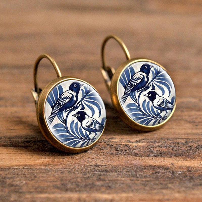 1 Pair Casual Simple Style Animal Round Plating Inlay Alloy Glass Earrings display picture 14