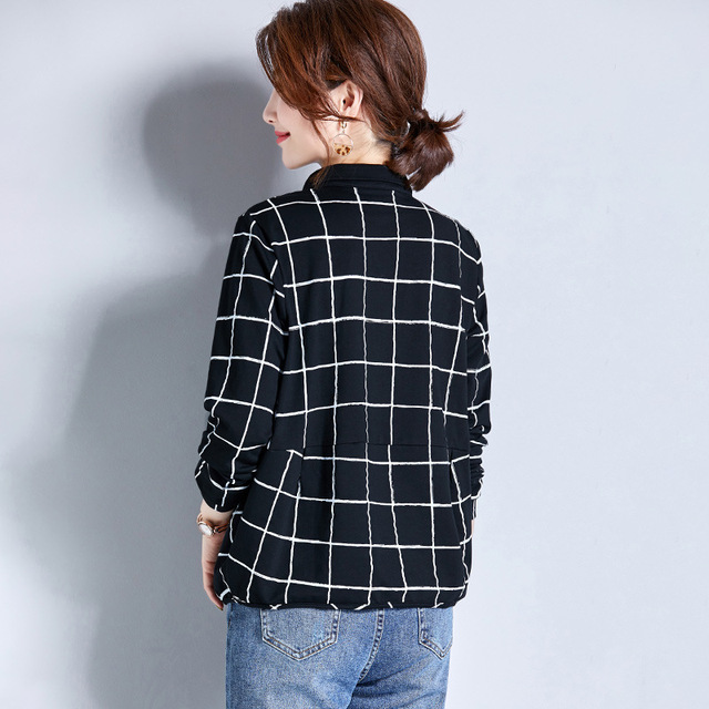 Checker shirt Nvqiu new slim long sleeve blouse Pullover