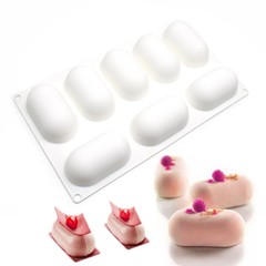 Italian 8-in-a-Row Elliptical Mousse Cake Mold French Dessert Mold DIY Baking Tool