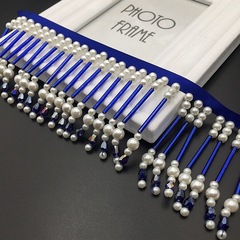 Manufacturer's handmade sequin imitated pearl tassel lace glass bead tube bubble bead string bar code wedding dress accessories 