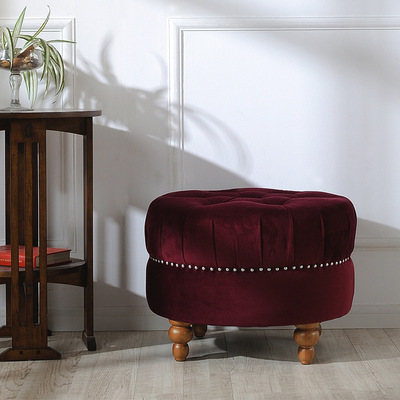 American style Fabric art circular Chairs &amp; Stools hotel a living room furniture sofa Zuodeng American style Simplicity Fabric art Shoe changing stool