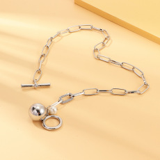 Silver Chain Love Circle Letter Love You More Necklace display picture 11