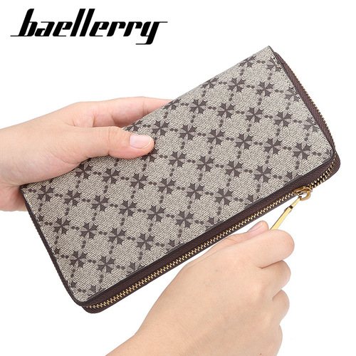 Baellerry Lady Wallet Multifunction Retro Zero Wallet Long Old Pattern Zipper Phone Case for Women Wholesale