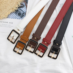 Women's Korean Style Fashion Painted Square Japanese Buckle Trendy Jeans Versatile Decorative PU Belt Multi-Color One Piece Dropshipping