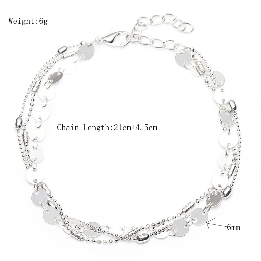 Fashion Suit Alloy Bead Chain Handmade Sequin Beach Layered Anklet display picture 1