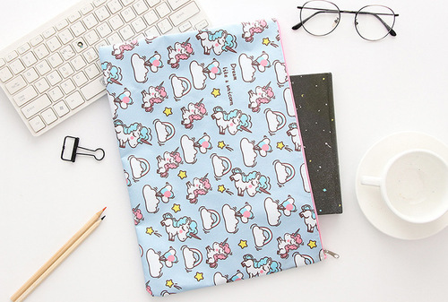 Cartoon Unicorn A4 File Bag Student Zipper Oxford Cloth Information Bag Exam Tutorial Tuition Storage Bag