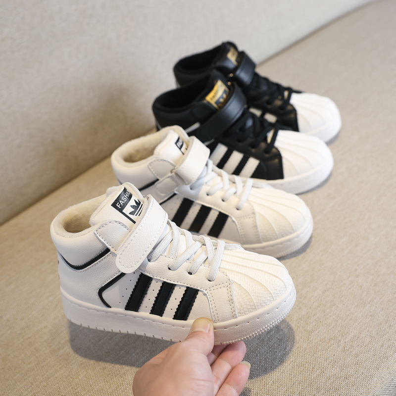 2019秋冬季儿童休闲板鞋 保暖加绒高帮童鞋时尚百搭中大童鞋户外