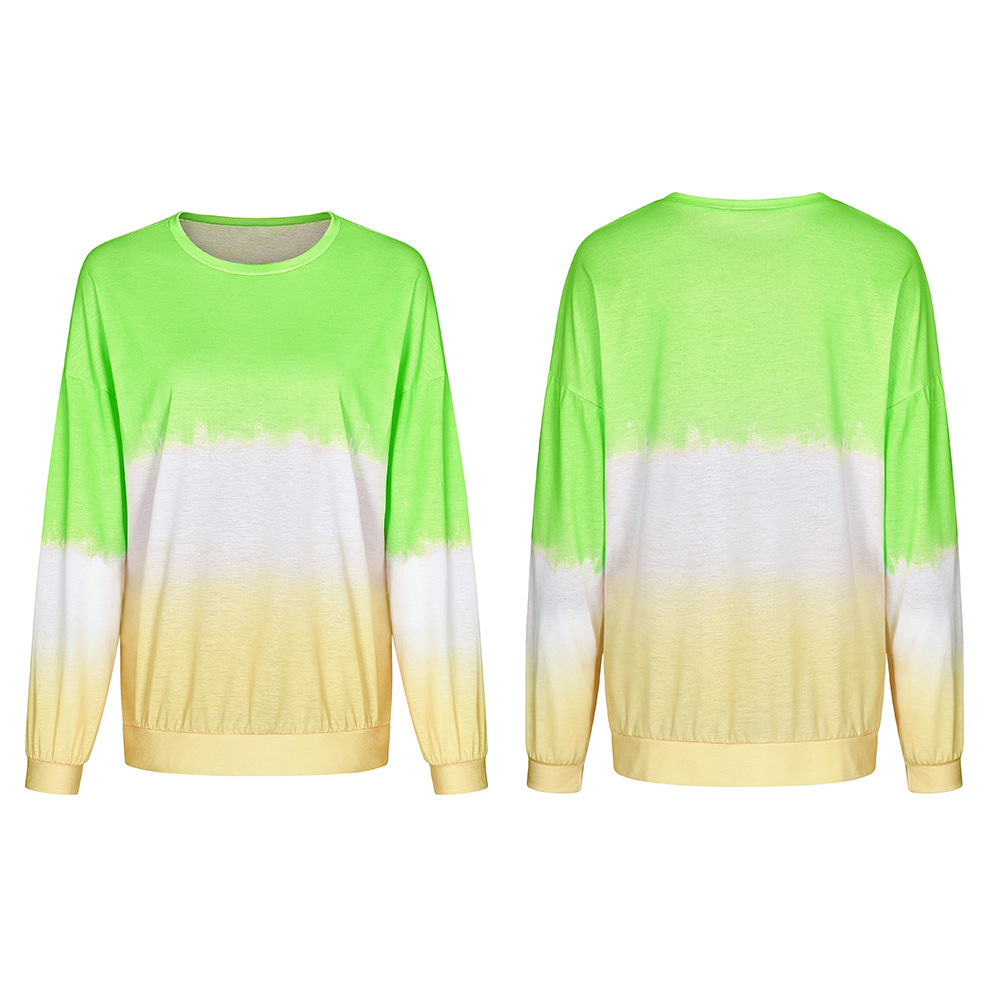 autumn and winter new rainbow gradient printed sweater  NSDF106