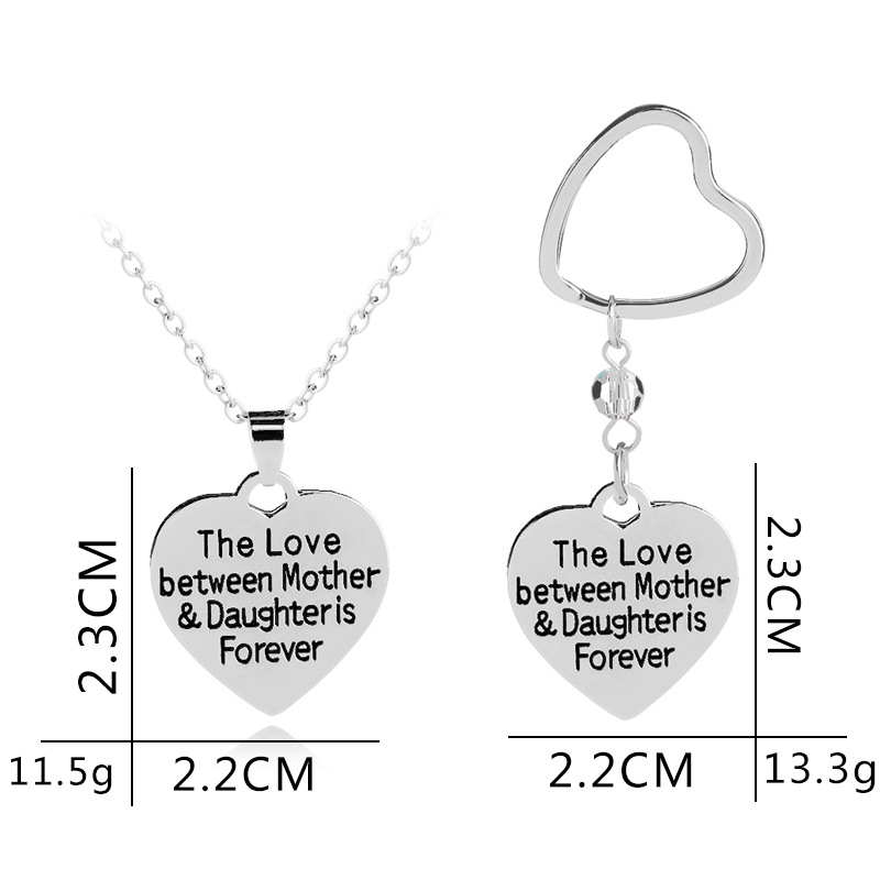 Love-shaped Clavicle Chain Dripping Oil English Letter Pendant Necklace Key Ring Wholesale display picture 1