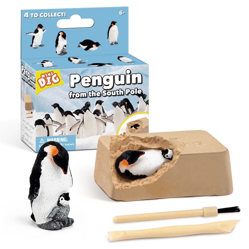 跨境儿童创意新款DIY挖掘企鹅海盗宝藏宝石 儿童益智探索挖掘玩具
