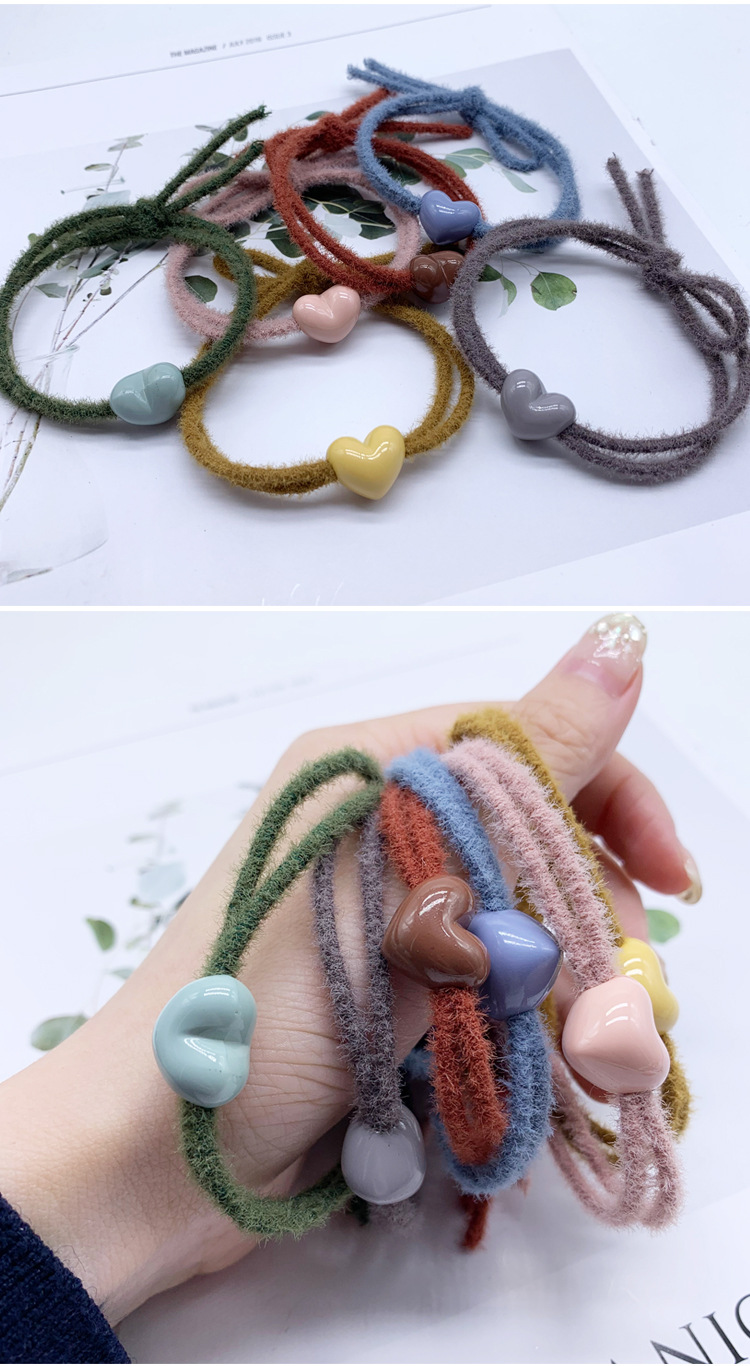 Factory direct sales of hair accessories, hair strings, plush high-elasticity rubber bands, diy fresh color headwear, rubber bands, versatile detail image 5