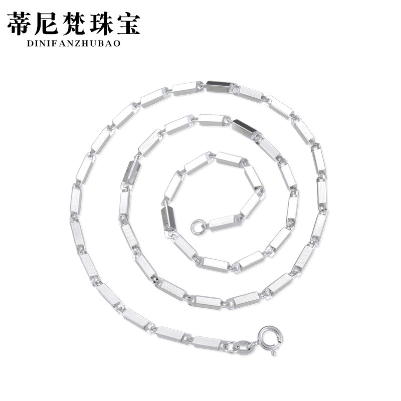 2,6 En relieve Cadena de columna cuadrada s925 Cadena de plata esterlina cadena única personalidad de la moda collar de moda joyería de hip hop de los hombres