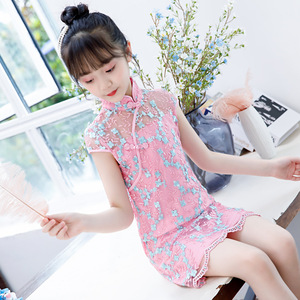 Qipao for kids Girls National cheongsam girls floral cheongsam short sleeve cheongsam children Chinese Dress dress cheongsam