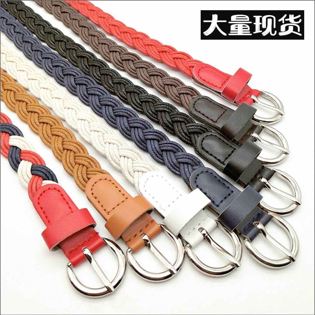 五彩多色花样蜡线圆绳编织腰带 学生服装配饰复古女士细皮带现货|ms