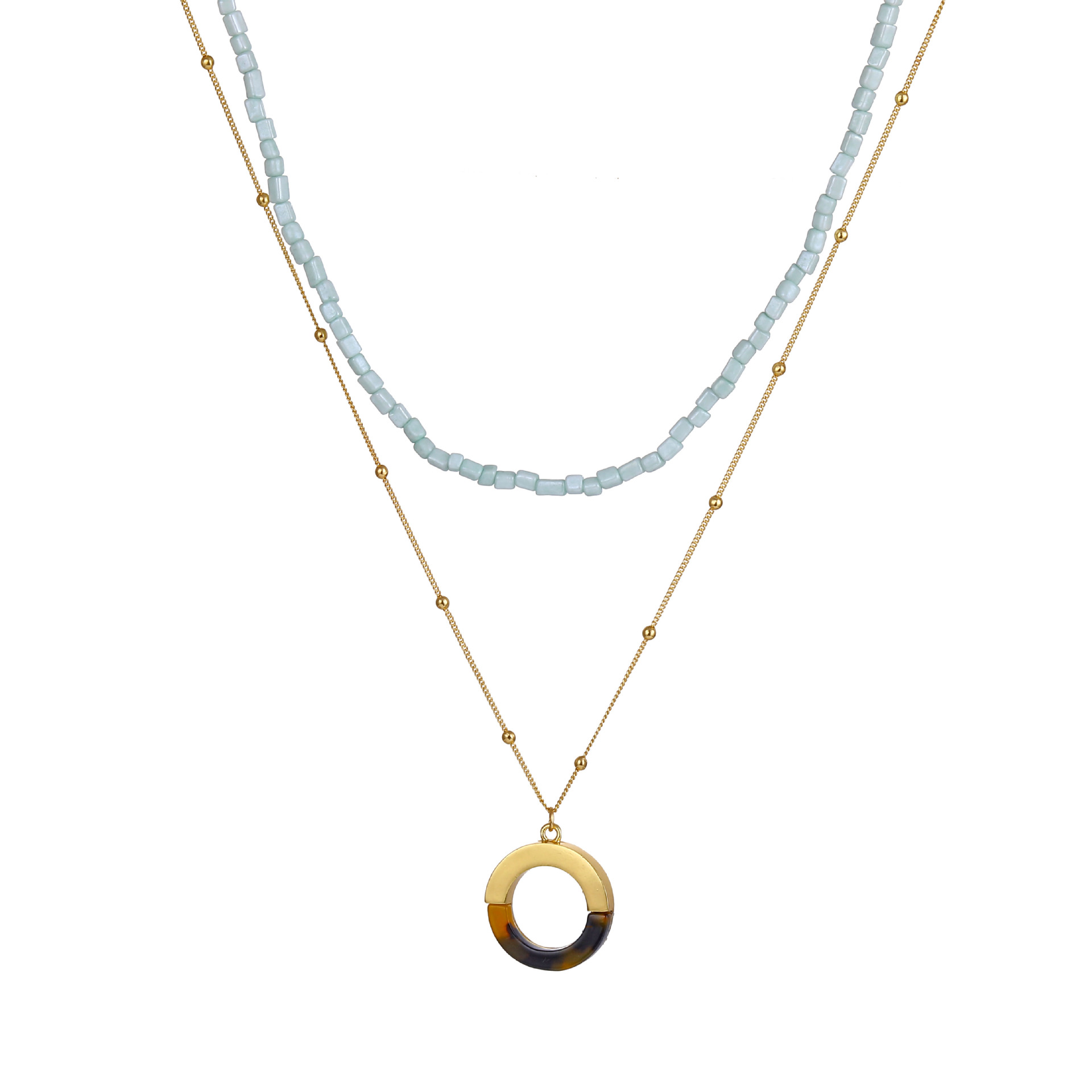 亞馬遜爆款歐美飾品時(shí)尚個(gè)性天然石頭頸鏈合金豹紋板材吊墜項(xiàng)鏈女