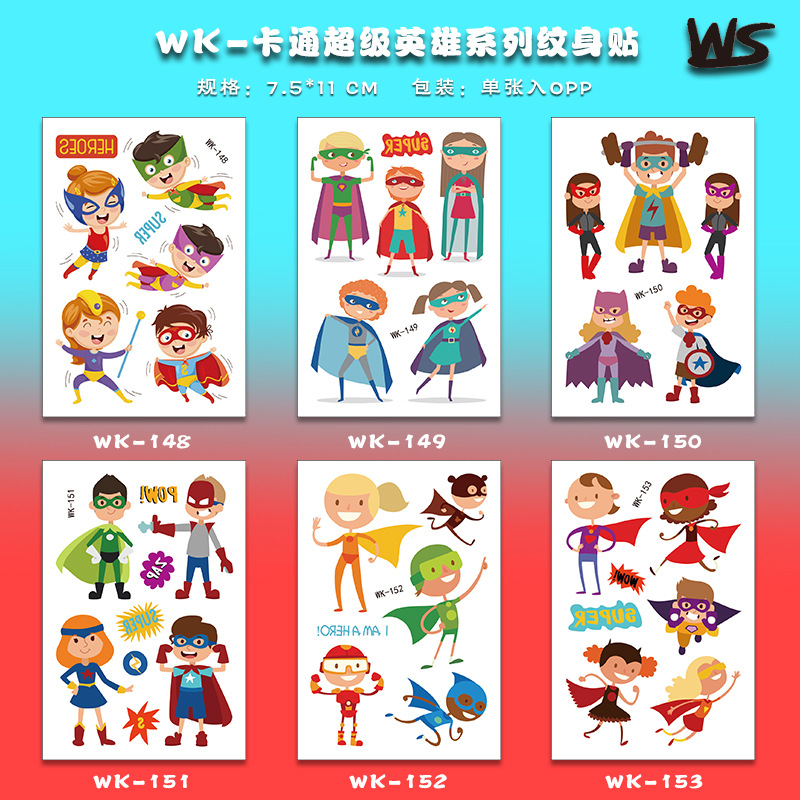 Tatuajes Temporales Infantiles de Papel de Transferencia de Agua, Impermeable