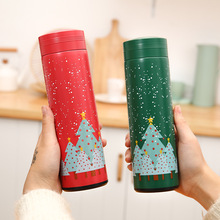 一件代發新品聖誕保溫杯禮品直身杯學生少女麋鹿樹卡通隨手水杯子