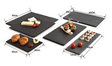 石板餐盘 黑色板岩 家用日式寿司岩石托盘圆形展示摆盘烤肉盘子