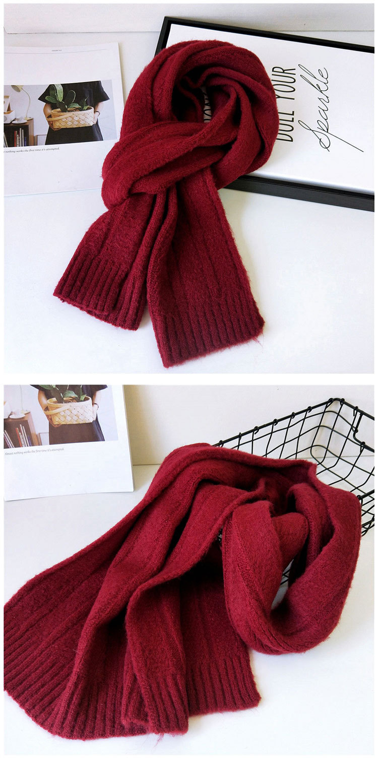 Striped Solid Color Scarf Women Long Section Thick Couple Knitted Wool Fashion Shawl display picture 9