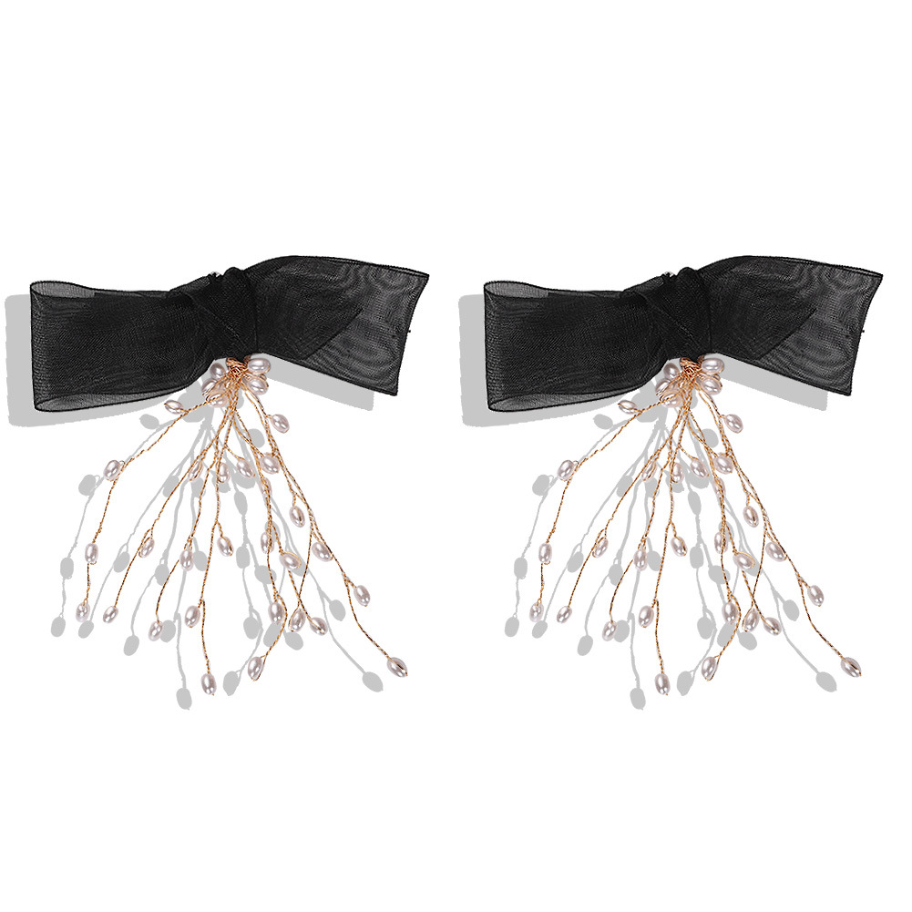 Europäische Und Amerikanische Heiße Netzen Perlen Perlen Mit Schleifen Knoten Ohrringe Übertriebene Ohrringe Za Das Gleiche Kreative Schmuck Zubehör display picture 3