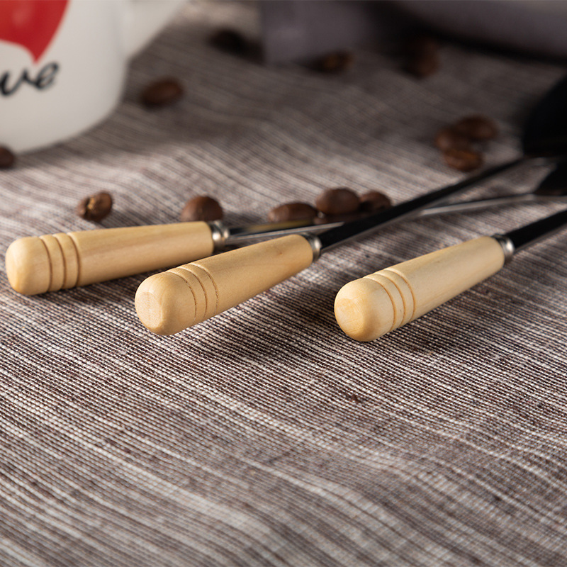 Cucharas de acero inoxidable originales de haya 408 cucharas de acero cucharas de tronco cucharas creativas para niños cucharas al por mayor