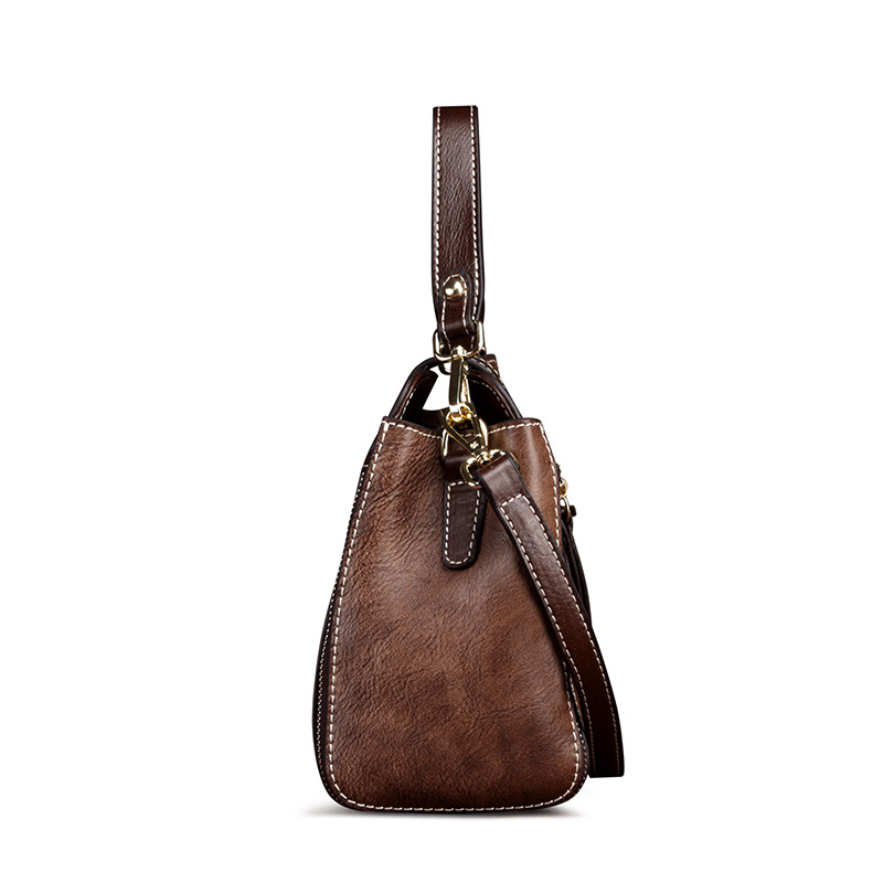 New Handheld Head Layer Cowhide Fashion Genuine Leather Single Shoulder Oblique Straddle Casual Women's Bag_voghion.com