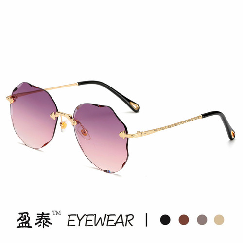  New Frameless Sunglasses Trendy Metal Toad Mirrors Uniform Sunglasses for Men and Women Personalized Cross-Border Sunglasses