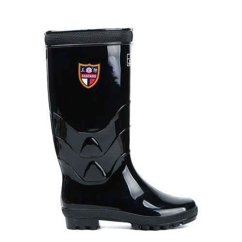 Black Industrial Mine Waterproof Boots Tall Worker Rain Boots Work Safety Men Durable Slip-Resistant Insulated Rain Boots Factory Wholesale