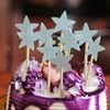 One pack of 10 birthday pentagram cakes plug -in decorative baking material 10 color optional DIY set