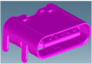 type-c母座  端子SMT平贴,外壳DIP 2,单排6PIN SMT