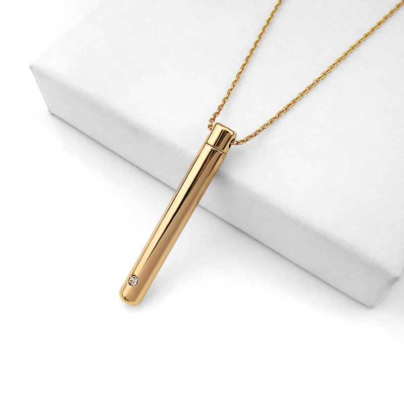 Casket Necklace Cylindrical Perfume Bottle Pendant With Zircon Clavicle Chain display picture 8