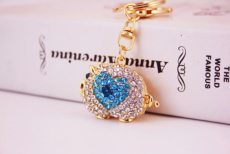 38g Weight Alloy, Metal Material Animal Pattern Unisex Gender Pink, Purple, Red, Blue Color Cute Heart Zodiac Pig Keychain 2